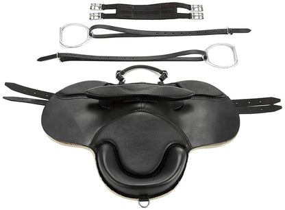 NEW Leather TREELESS  FELT PADDED Shetland Pony CUB SADDLE CHOICE OF SIZES BLACK