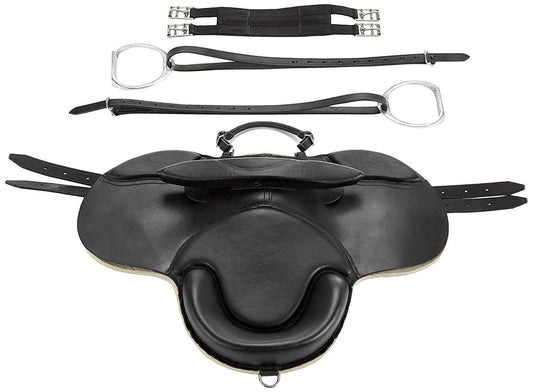 NEW Leather TREELESS  FELT PADDED Shetland Pony CUB SADDLE CHOICE OF SIZES BLACK