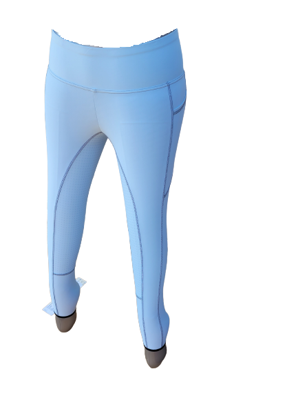 New Silicone Grip Horse Riding Leggings Tights Phone Pocket, BABY BLUE