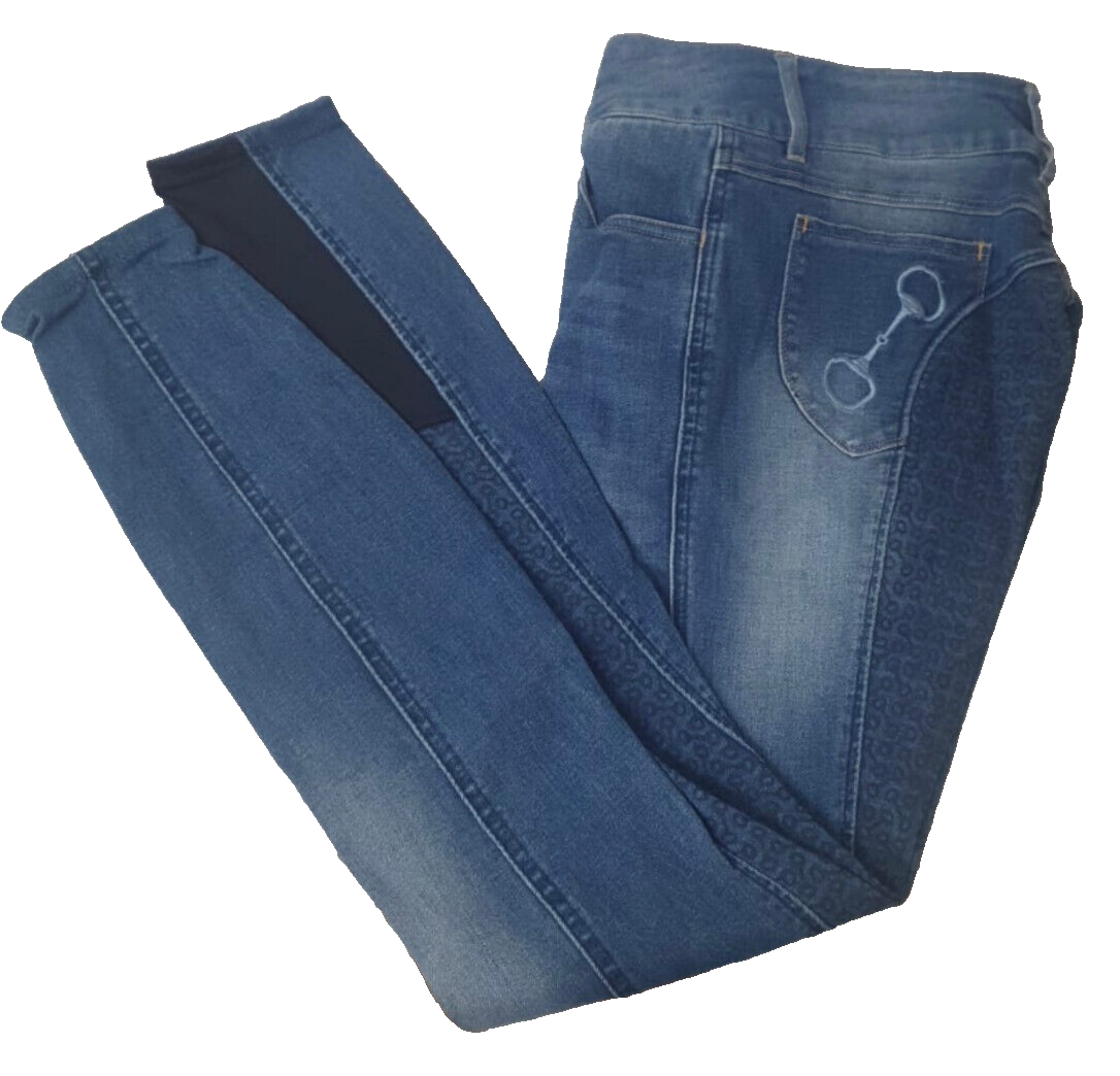 Horze Kaia Women High Waist Denim Silicone Full Seat BreechesUK12EU40(36656)(S1)