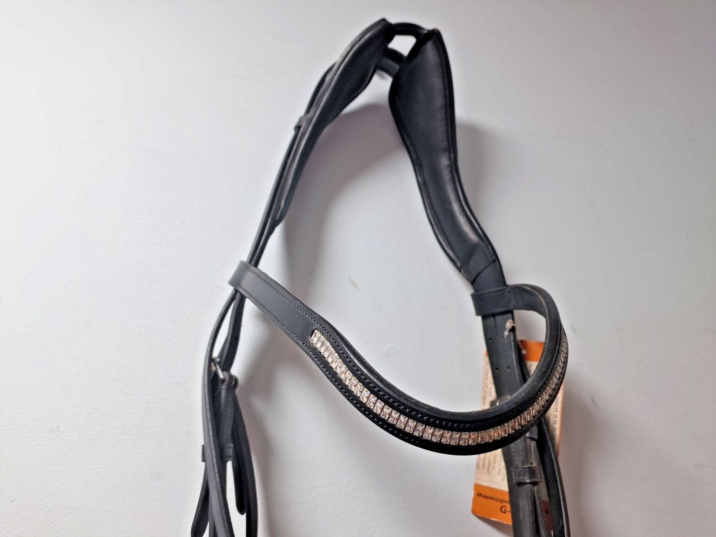 NEW  English Leather Clear CRYSTAL BRIDLE SNAFFLE BRIDLE full Black (1042-19) B31