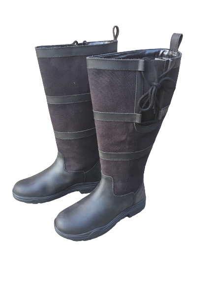 NEW PoleStar London Leather Riding Country Boots Footwear XX Wide Calf BLACK