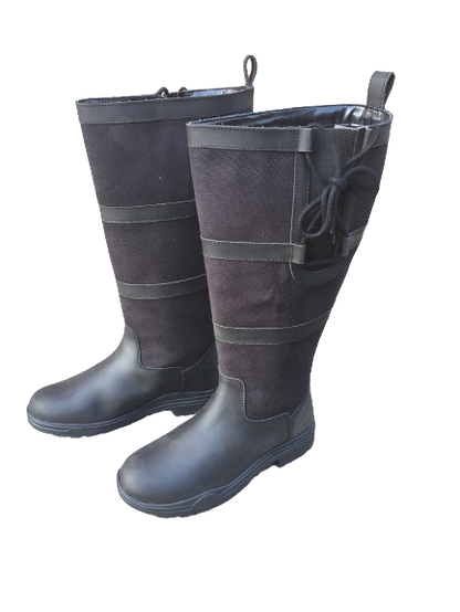 NEW PoleStar London Leather Riding Country Boots Footwear XX Wide Calf BLACK