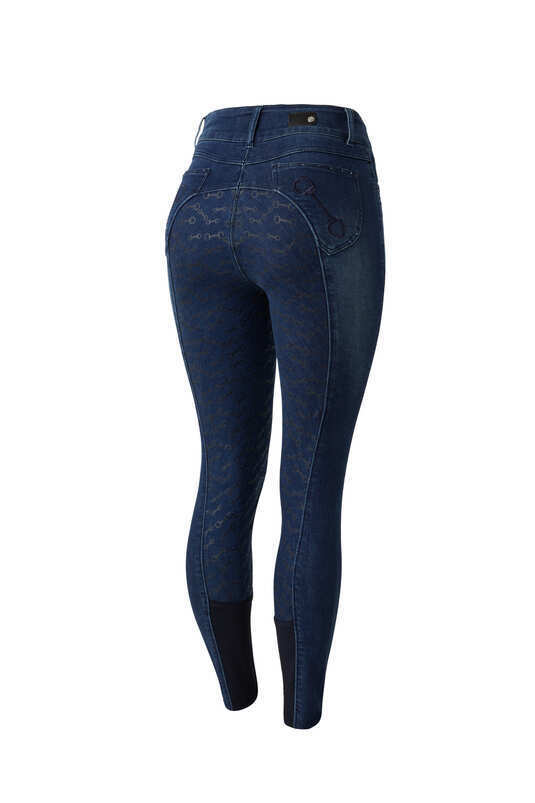Horze Kaia Denim Silicone Full Seat Breeches with Crystals (36684)