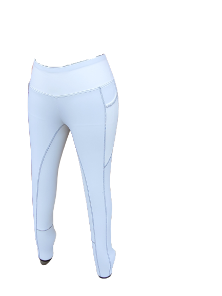 New Silicone Grip Horse Riding Leggings Tights Phone Pocket, WHITE