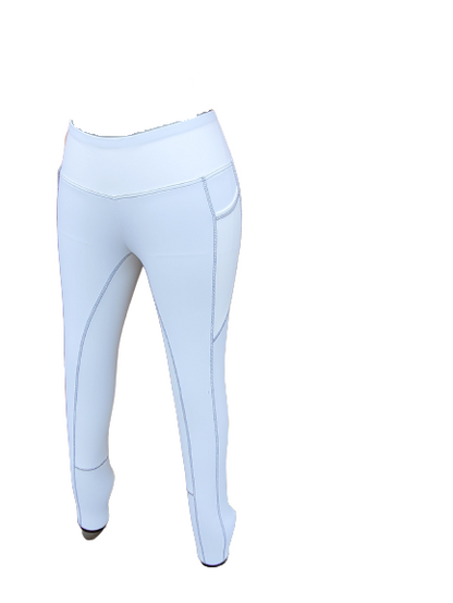 New Silicone Grip Horse Riding Leggings Tights Phone Pocket, WHITE