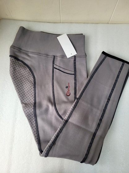 New Silicone Grip Horse Riding Leggings Tights Phone Pocket, GREY 1