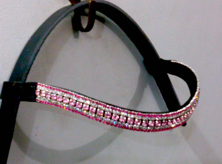 New Bling! Designer  Dressage *Pink* coloured Crystal Browband Great Gift BLACK*