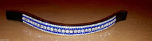 Load image into Gallery viewer, BLING!*Dressage*Mega-Sparkly Leather Browband*5-Row Crystals*CLEAR/BLUE BLACK

