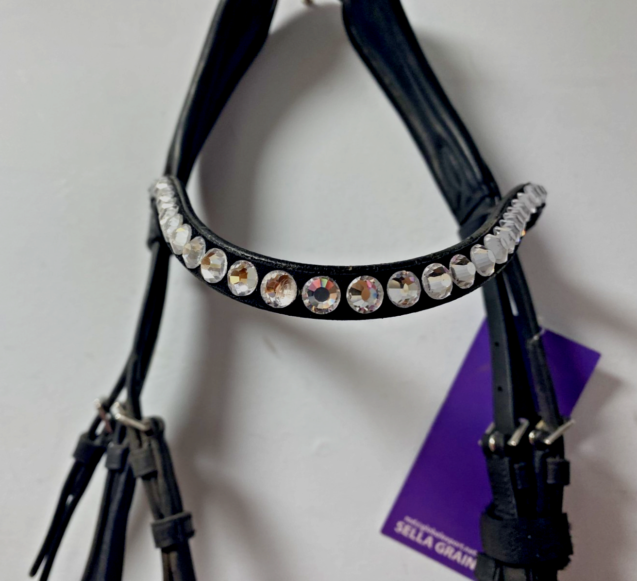 NEW English Leather BRIDLE Crystal SNAFFLE BRIDLE full Black (1153/22-23) B43