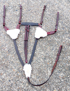 NEW Leather 5 Point Breastplate with Running Martingale Attachment Cherry Brown