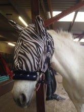 Load image into Gallery viewer, 2 DAYS SALE HORSE/COB/PONY MESH FLY MASK HOOD ZEBRA PRINT BEST SELLER  FREE P/P
