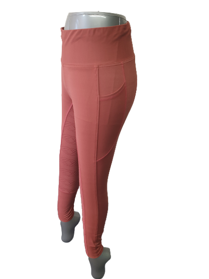 NEW Full Silicone Grip Horse Riding  Tights Breeches  Phone Pocket Marsala