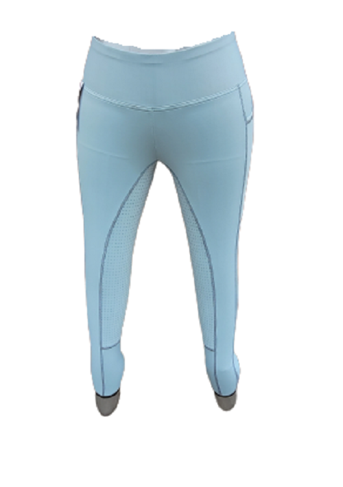New Silicone Grip Horse Riding Leggings Tights Phone Pocket, MIRAGE BLUE