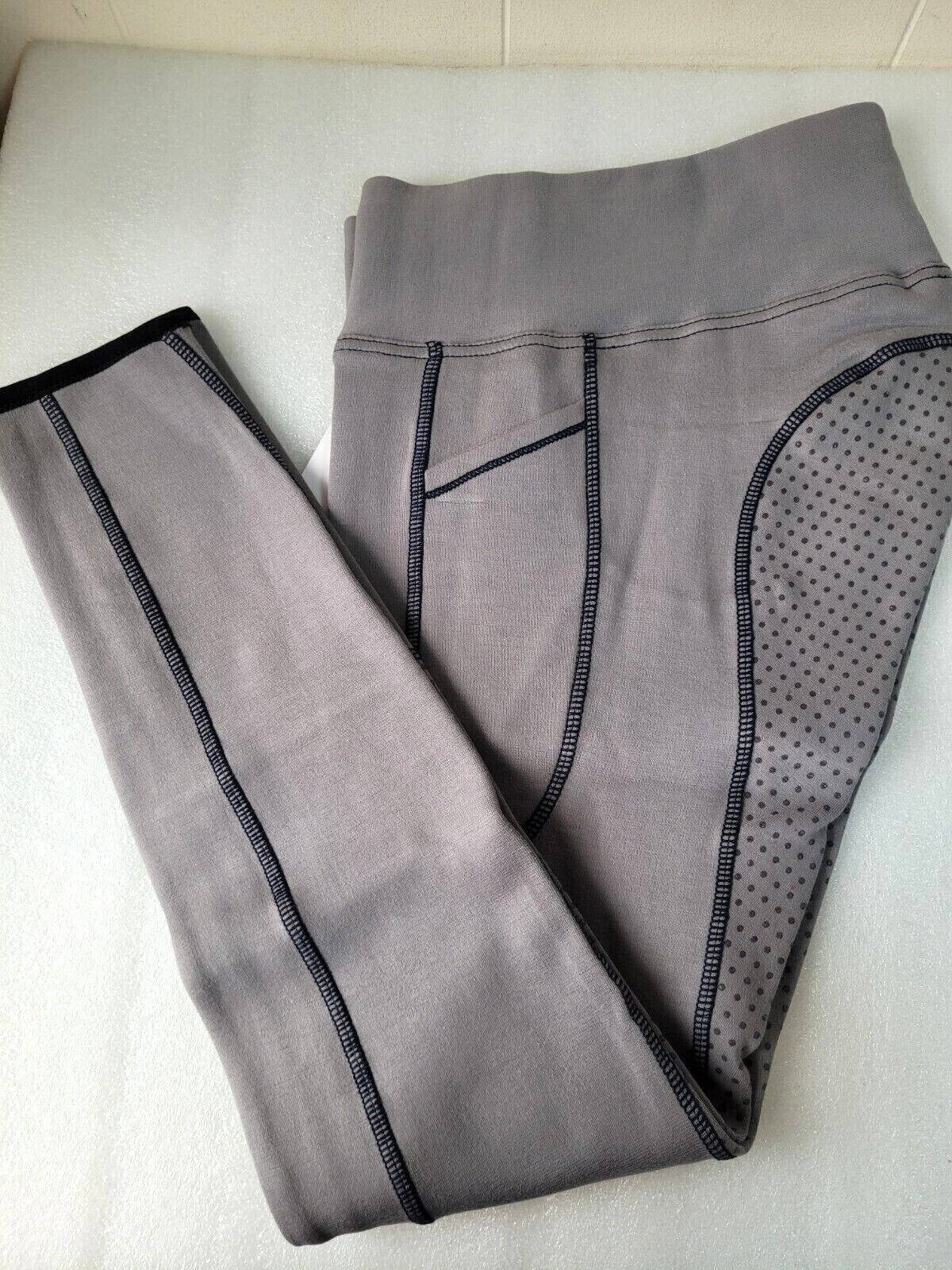 New Silicone Grip Horse Riding Leggings Tights Phone Pocket, GREY 1