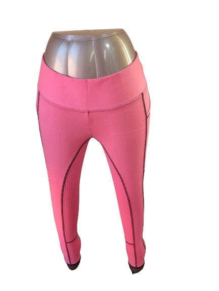 New Silicone Grip Horse Riding Leggings Tights Breeches Phone Pocket PINK