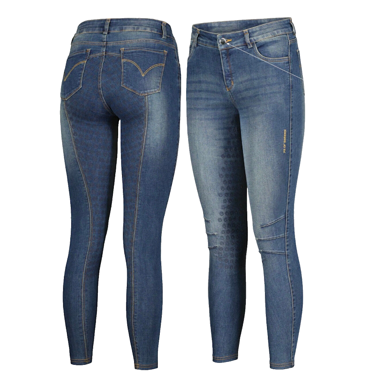 PS OF SWEDEN MAGGIE FULL GRIP DENIM JEANS BREECHES, UK12 EU40(40009-531-40) (S2)