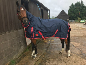 Cwell Equine NAVY Lightweight Full Combo Attached Neck Outdoor Turnout Rug 0 gm