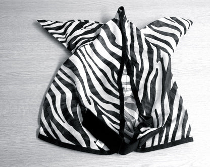2 DAYS SALE HORSE/COB/PONY MESH FLY MASK HOOD ZEBRA PRINT BEST SELLER  FREE P/P
