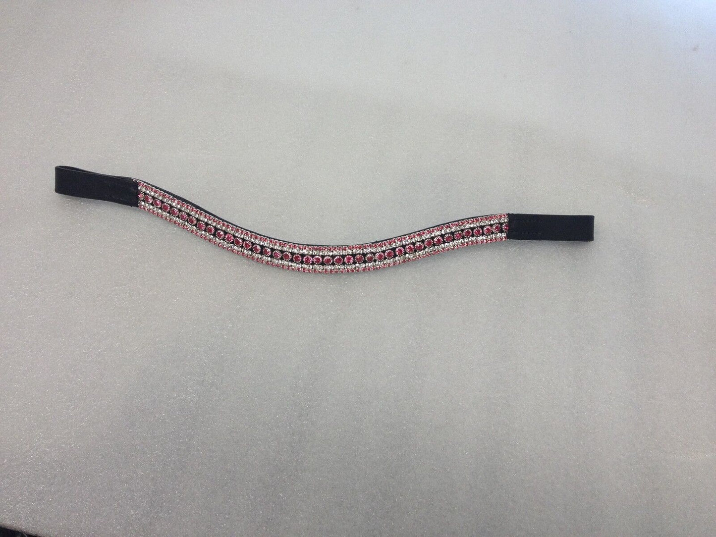 New Bling! Designer  Dressage *Pink* coloured Crystal Browband Great Gift BLACK*