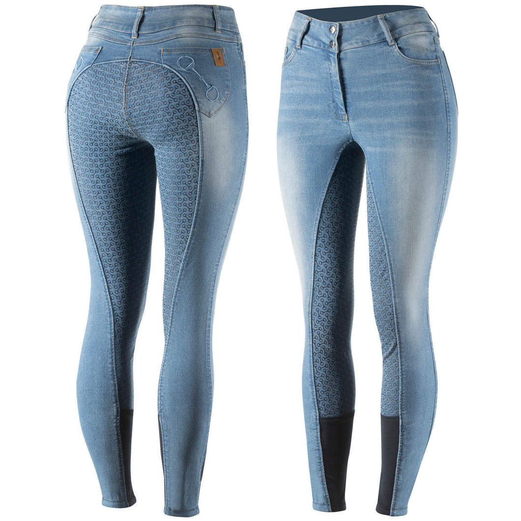 New Horze Kaia Women High Waist Denim Silicone Full Seat Breeches(36656)