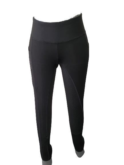 NEW Full Silicone Grip Horse Riding  Tights Breeches  Phone Pocket, Black (AS)