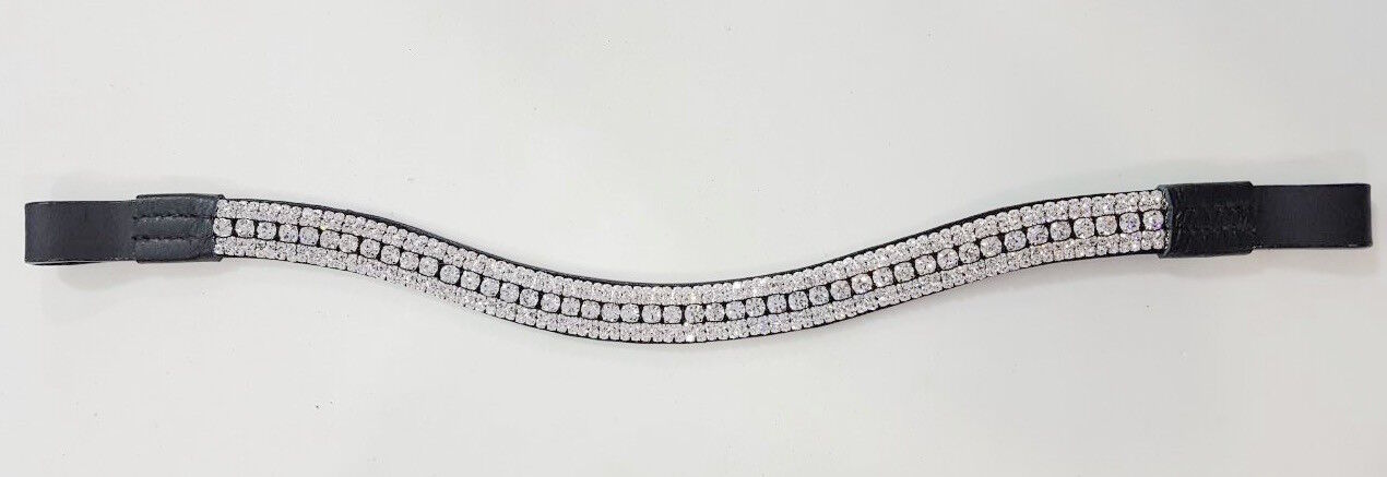NEU Bling ! Designer Look u 5 ROW CLEAR CRYSTAL Stirnriemen schwarz