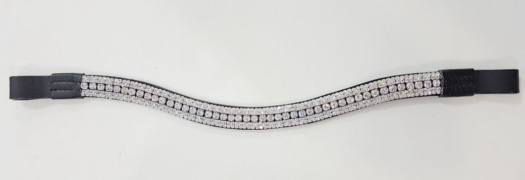 NEU Bling ! Designer Look u 5 ROW CLEAR CRYSTAL Stirnriemen schwarz
