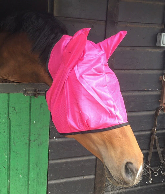 NEW HORSE MESH FLY MASK WITH EARS DARK PINK - FREE P/P on sale