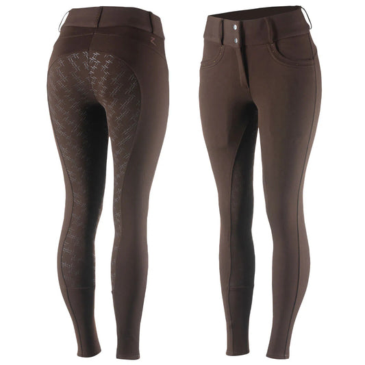 New Horze Women's Mia Thermo Silicone Full Seat Breeches - Dark Brown (36053)
