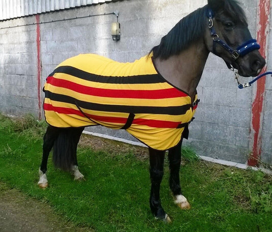 CWELL EQUINE  HORSE COB PONY NEW MARKET STRIPE SHOW TRAVEL FLEECE RUG 5'0"- 7'0
