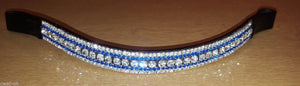 BLING!*Dressage*Mega-Sparkly Leather Browband*5-Row Crystals*CLEAR/BLUE BLACK