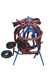 NEW Two Tone  NYLON  HORSE DRIVING CART HARNESS SADDLE BRIDLE F/C/P Black/Red