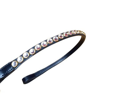 Designer Crystal Reverse Browband, Polo Leather Brass/Cry Black Full (844)