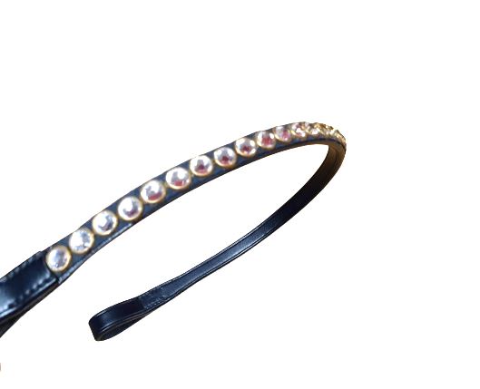 Designer Crystal Reverse Browband, Polo Leather Brass/Cry Black Full (844)