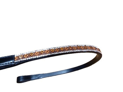 Designer Crystal Reverse Browband ,Polo Leather Black Full (1060)