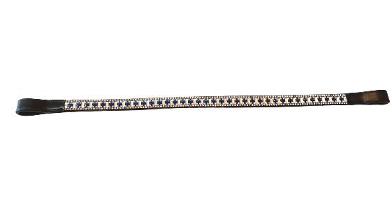 Designer Crystal Reverse Capri Blue Browband ,Polo Leather Black Full (811)