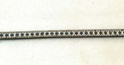 Designer Crystal Reverse Capri Blue Browband ,Polo Leather Black Full (811)