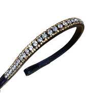 Load image into Gallery viewer, Designer Crystal Reverse 3Row Browband ,Polo Leather Black Full (861)
