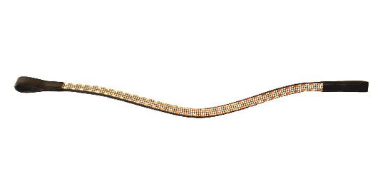 Designer Crystal Reverse 4Row U Shaped Browband ,Polo Leather Black Full (788)