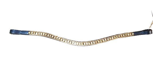 Designer Crystal Reverse 3Row U Shaped Browband ,Polo Leather Black Full (863 )