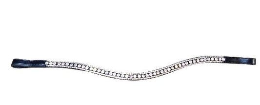 Designer Crystal Reverse 3Row  U Shaped  Browband ,Polo Leather Black Full (905)
