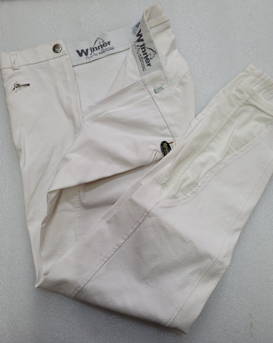 Winner,Cotton And Microfiber With Grip Breeches ,White , EU 44 UK 32'' (70356)