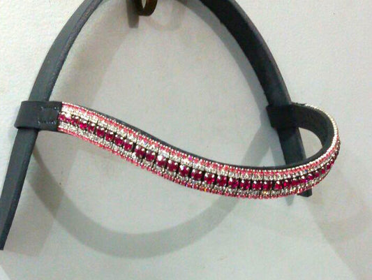 New Bling Designer Dressage Dark Pink coloured Crystal Browband Great Gift BLACK