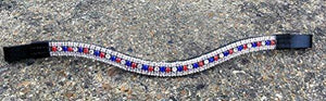 Cwell Equine 5 ROWS Red White Blue crystals with Pearls Black Full/Cob/Pony