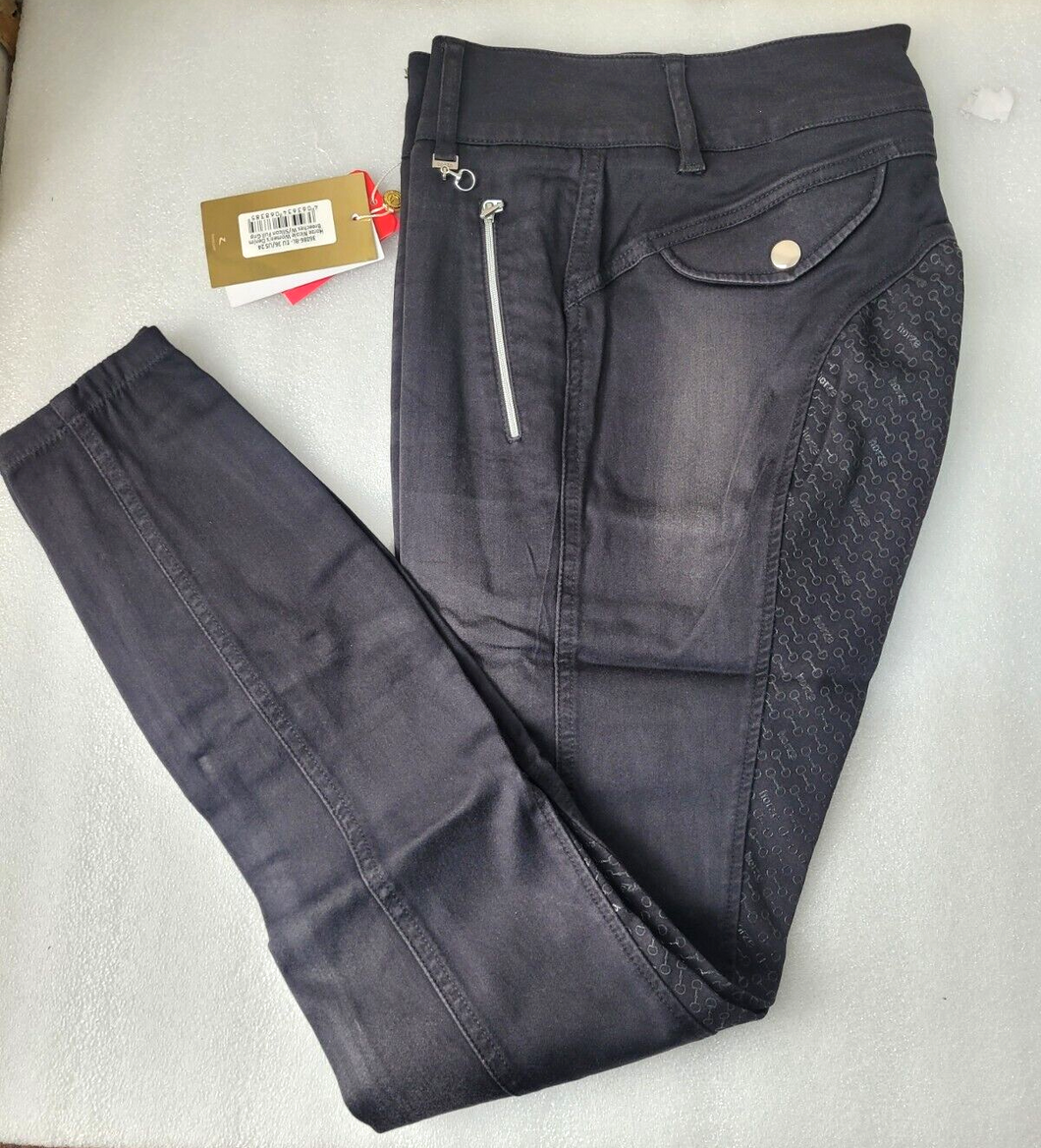 Horze Nicole Breeches with Silicone Full Set, BLACK DENIM  ,UK 10 EU 36 (36086)