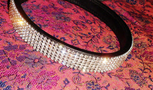 New Designer * 6 rows * Crystal *Browband full - Black 16" Bling Browband