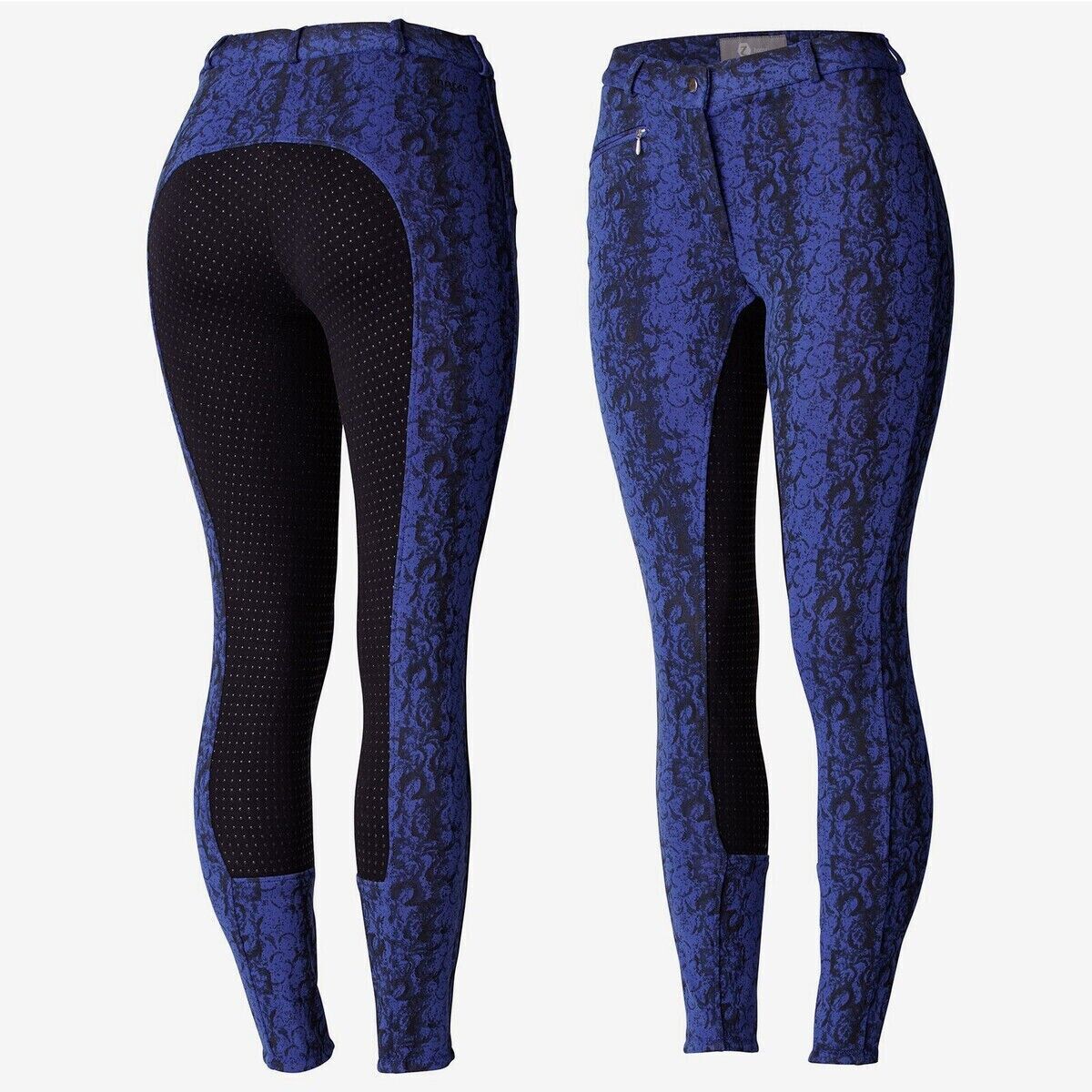 Horze Active Women Silicone Grip Full Seat Breeches, M .Blue, UK 12 EU 38(36277)