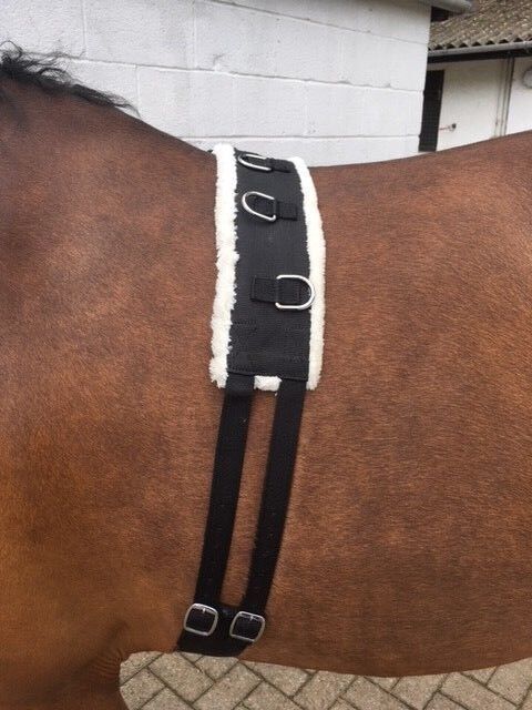 Synthetic Fleece PAD LUNGE BREAKING TRAINING ROLLER + adjustable girth BLACK F/C