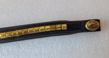 Load image into Gallery viewer, Schockemohle sports  Black Leather Curved Brass Clincher Browband, Black, (FULL)
